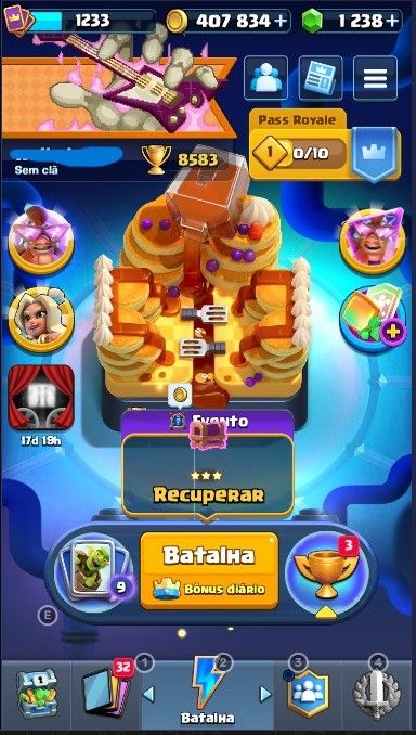 CONTA CLASH ROYALE PARADA 8583 TROFEUS 119/123 CARTAS