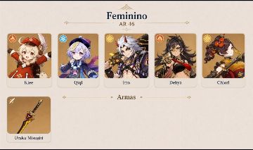 CONTA GENSHIN IMPACT COM 5 PERSONAGENS T5 & ARMA [KLEE]