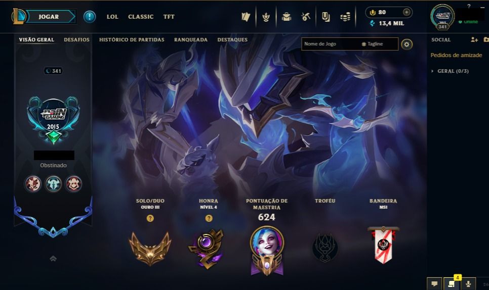 [CONTA LOL VETERANA 2014] TODOS OS CAMPEÕES | 288+ SKINS |