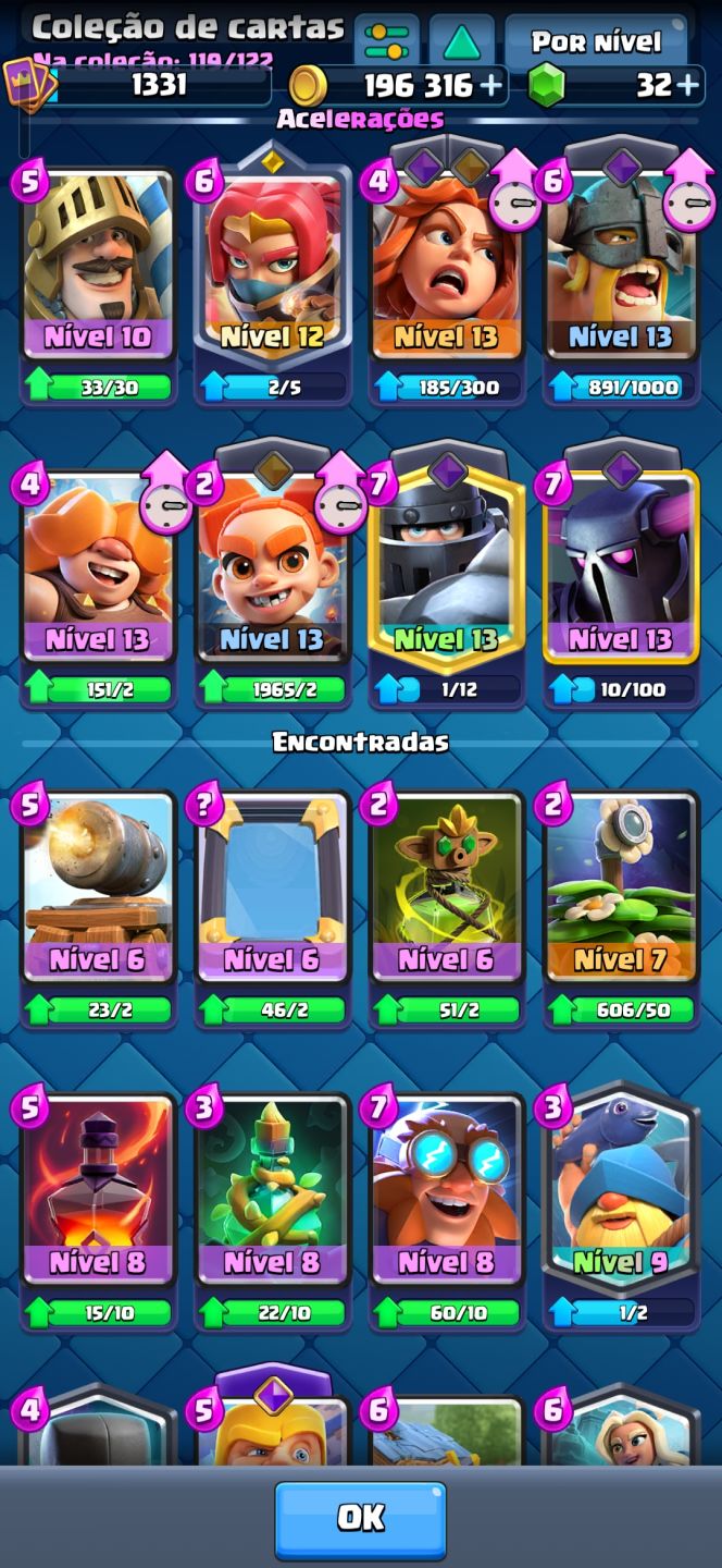 Conta clash Royale antiga, melhores cartas do game, MK Lv 13 + clash of clans