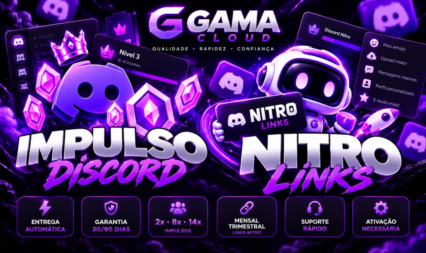 Discord Nitro Gaming 3 Mêses + 14x Impulsos + ENVIO IMEDIATO (MAIS BARATO)