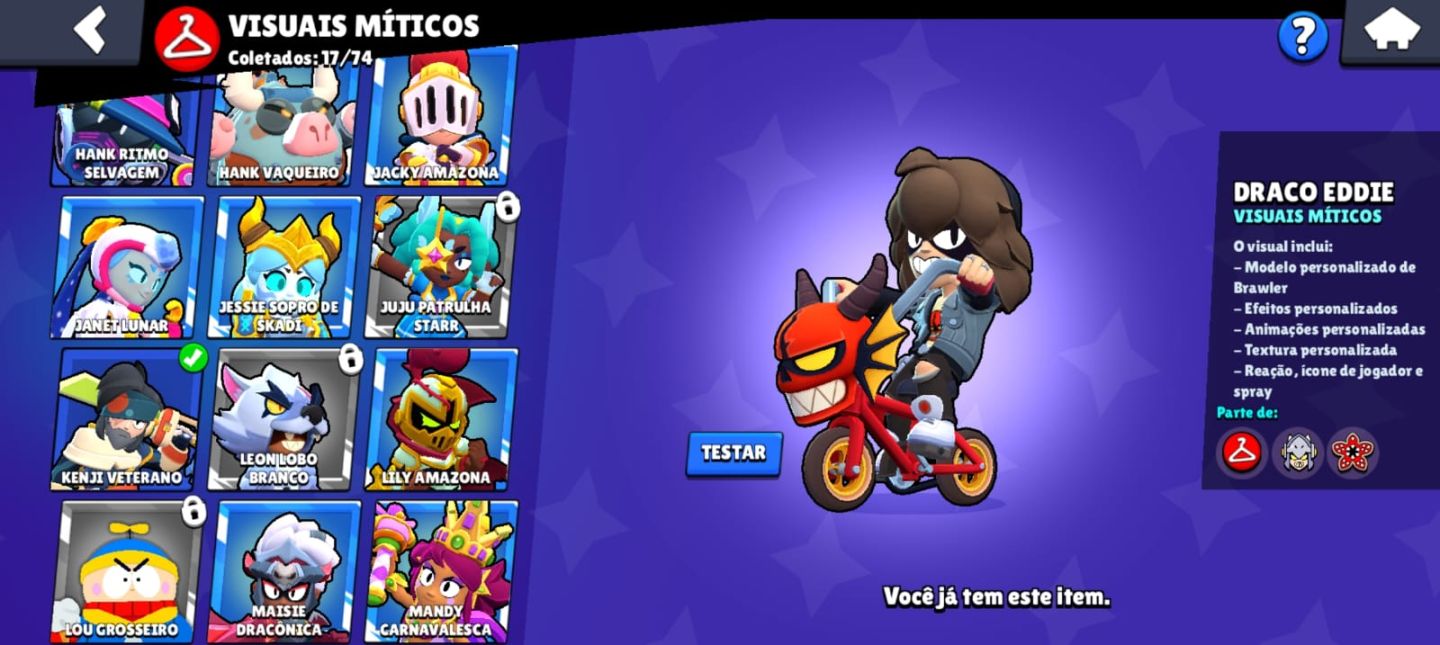 Conta de Brawl Stars gemada com 86 brawlers