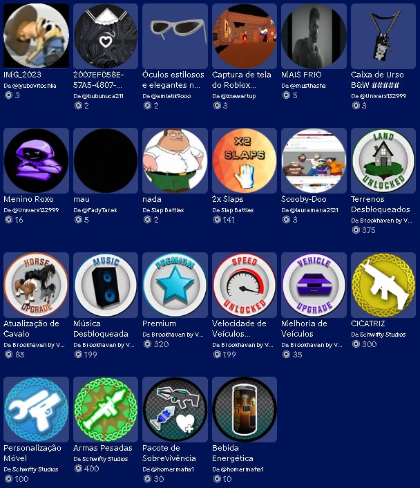 CONTA COM 4.722 ROBUX GASTOS NO INVENTÁRIO, ROUPAS E ETC... 175 ROBUX NA CONTA