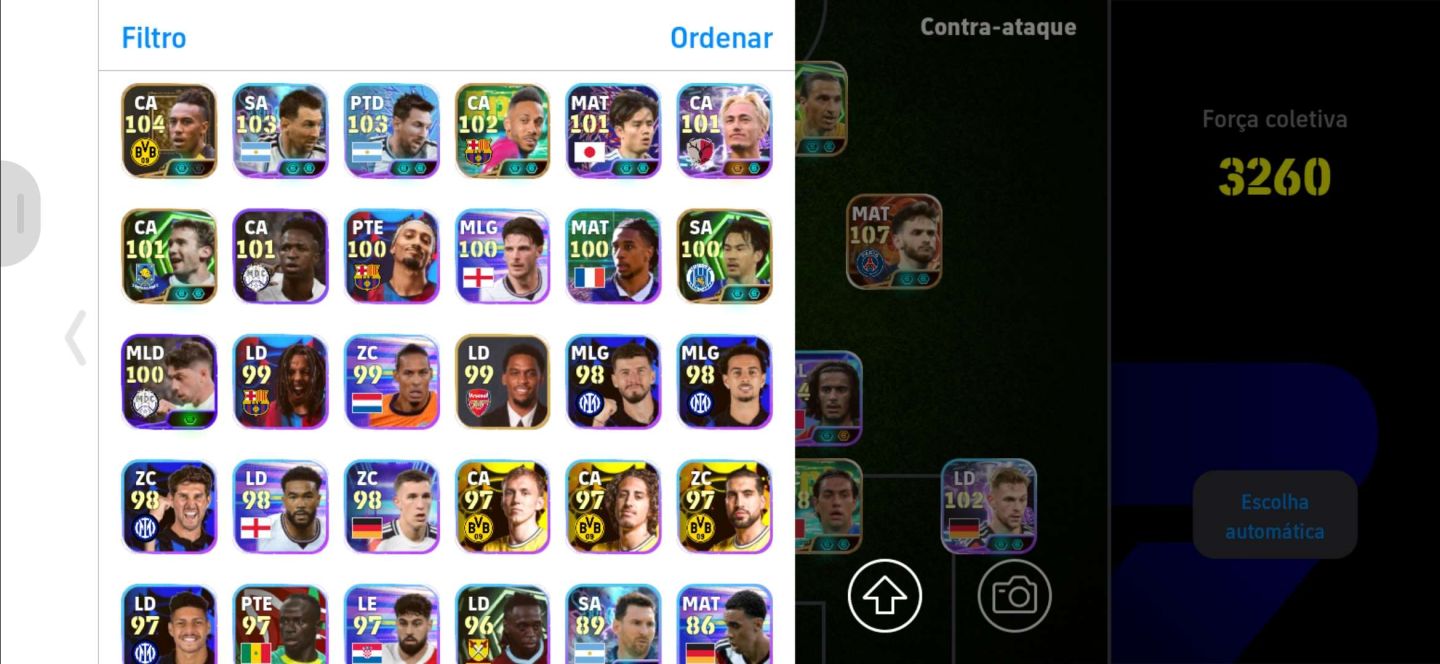 CONTA EFOOTBALL TOP TIER - FORÇA COLETIVA 3260 + LENDAS EPIC/BIG TIME