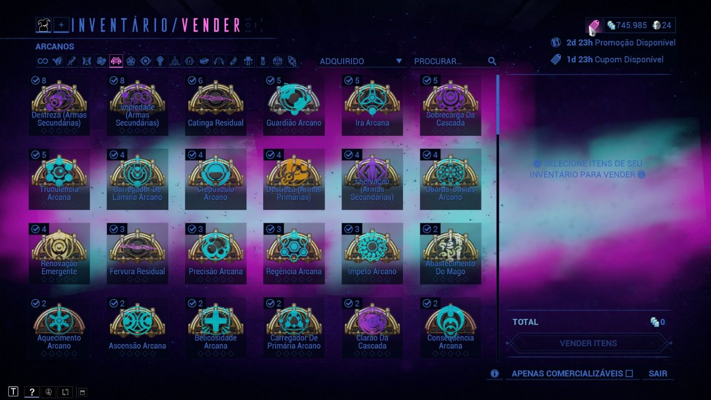 Desapego Warframe - MR21, frame buildados e Conta Vinculada a Steam