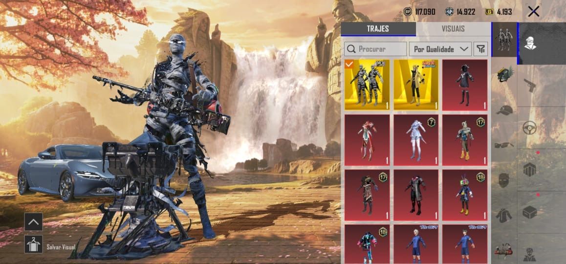 Conta pubg mobile, skin mumia black, skin naruto sabio, m416 glacial,ferrari etc