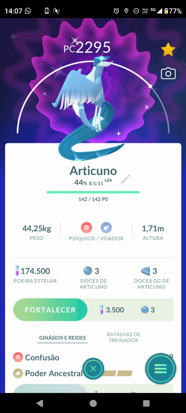 Conta POKÉMON GO PTC com Articuno de Galar Shiny trocável