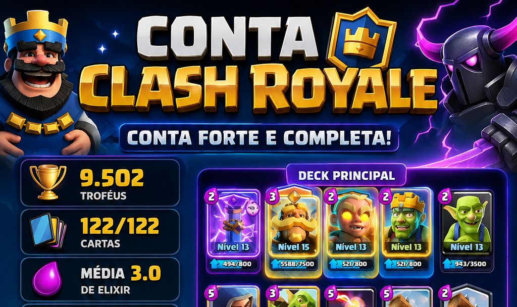 CONTA CLASH ROYALE | CARTAS NÍVEL 16/15 ABAIXO DO PREÇO
