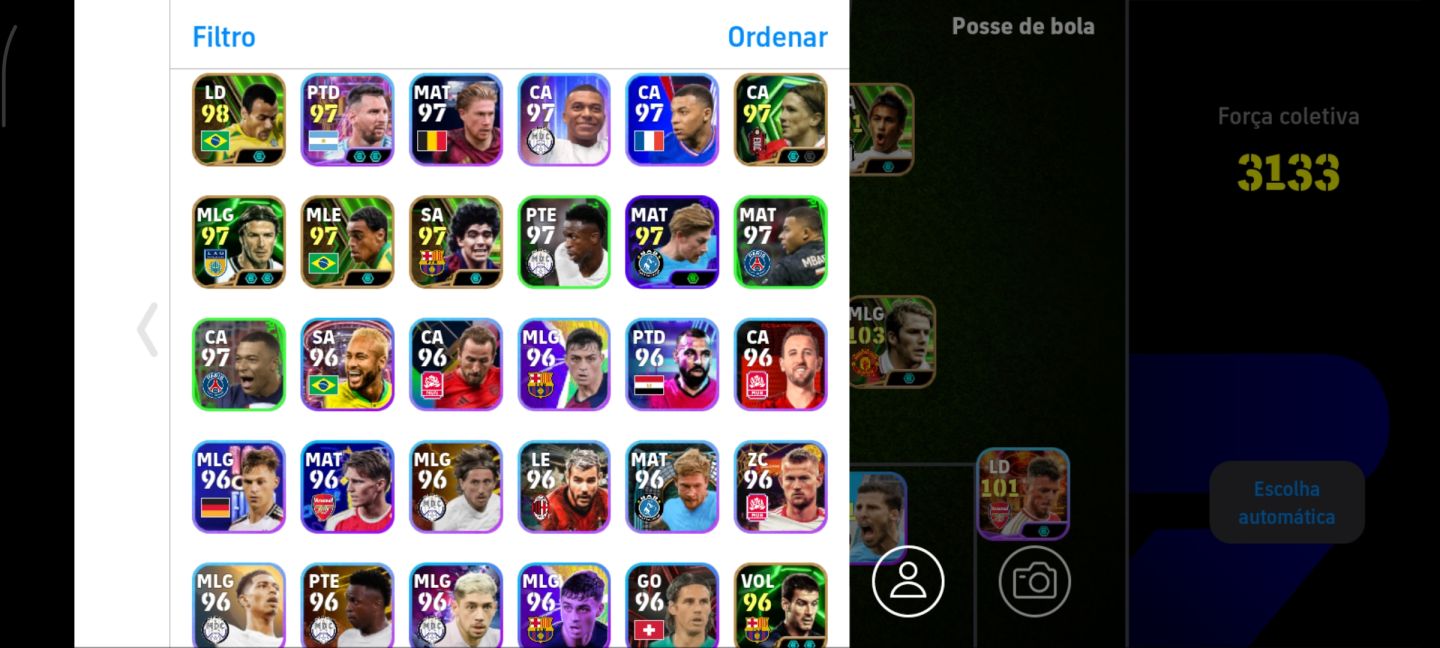 Conta Efootball Mobile 26 | Força 3133 |Ronaldinho 104, Suarez & Cia