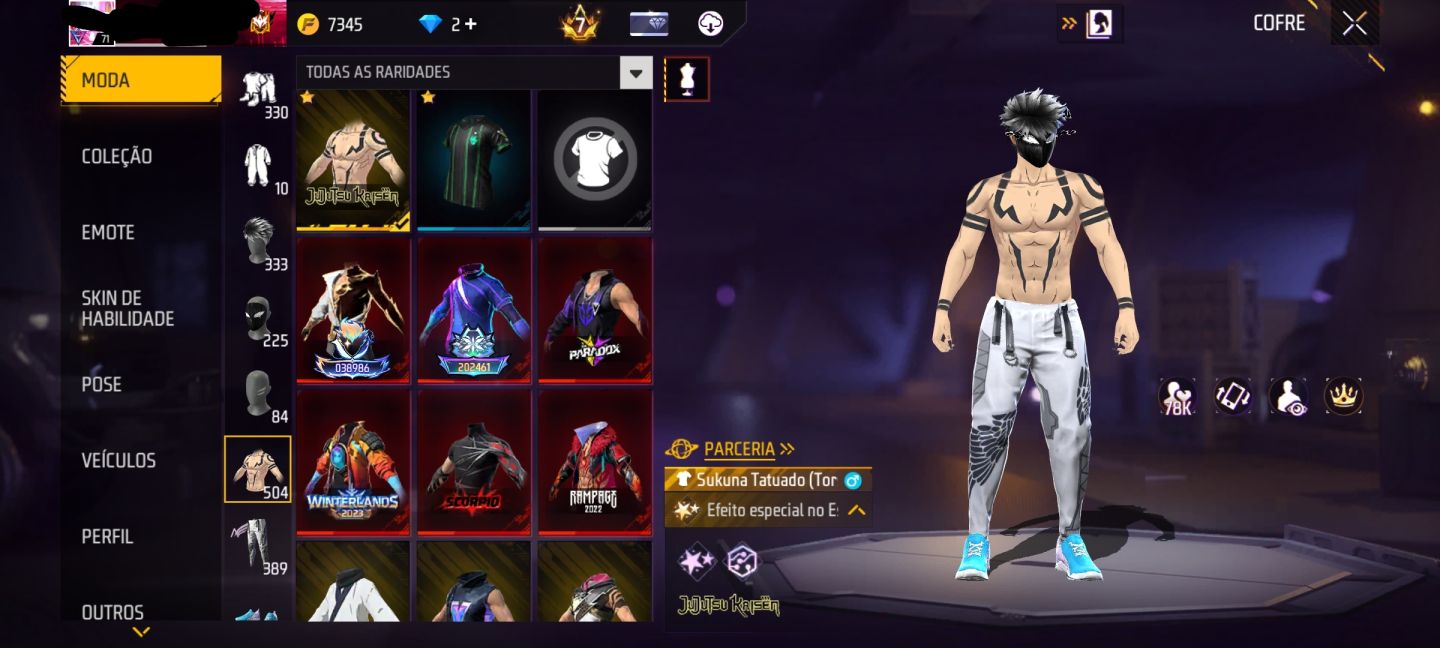Conta de Free fire gemado com vários passes boayah