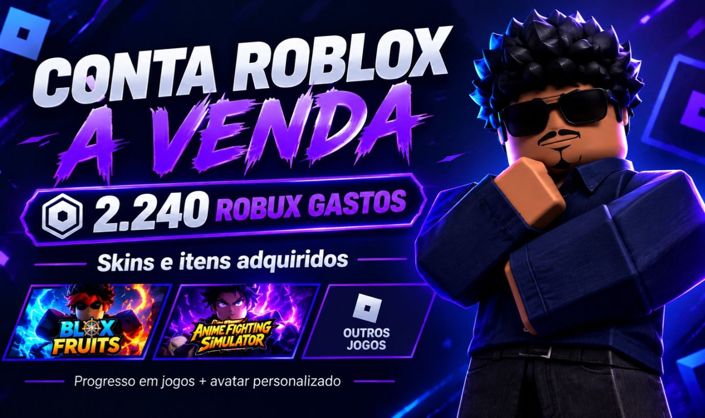 Conta Roblox com 2000 Robux gastos e alguns jogos upados.