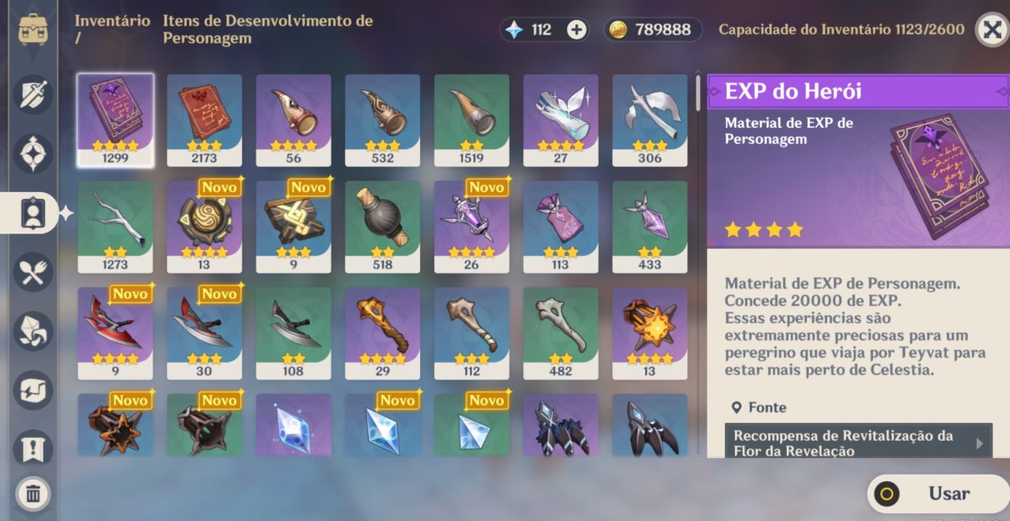 CONTA GENSIN IMPACT SUPER EVOLUÍDA! Conta Avançada, Ótimos PePersonagens