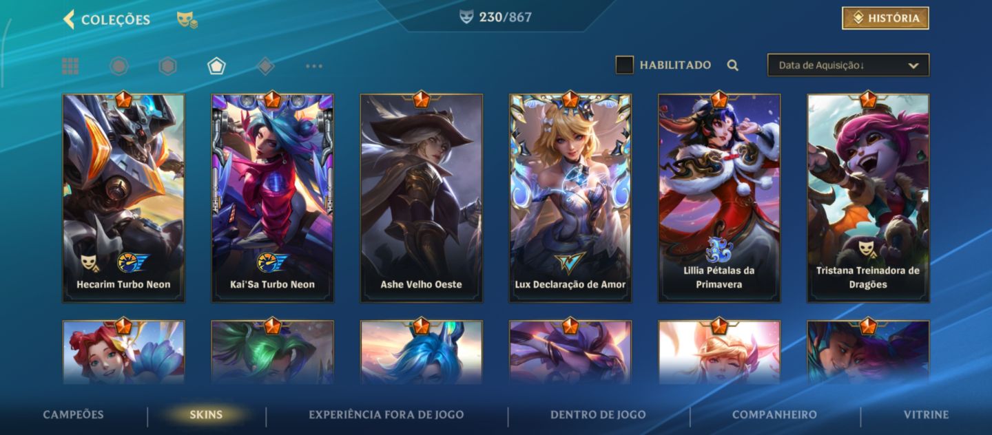 Conta do Wild Rift com skins variadas até 230 skins