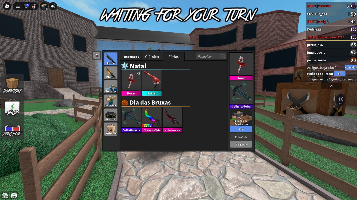 Inventario Murder Mistery 2 MM2 [ROBLOX] Com Heartwand, Candy, Harvester e etc