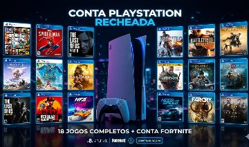 CONTA FORTNITE + CONTA PLAYSTATION LOTADA DE JOGOS AAA PACK COMPLETO