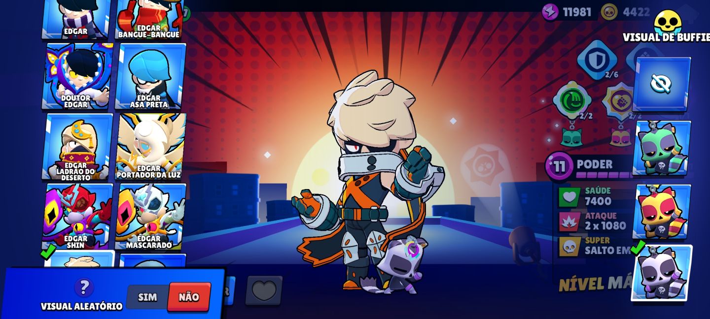 Brawl stars CONTA 9/10, +5 passe comprados, skin edgar rara