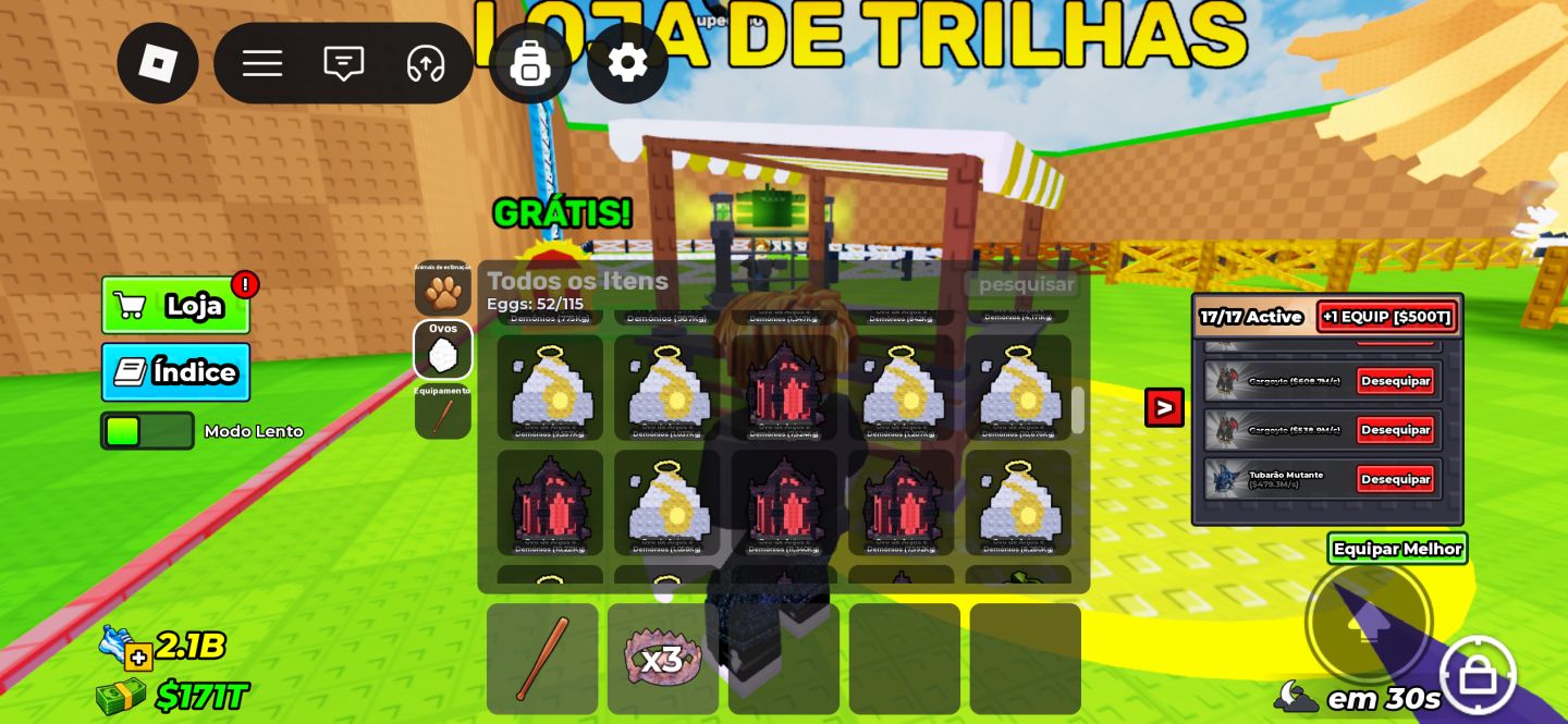 GÁRGULA+EQUINOX|MÍT:PÉGASO+2 TIGRE ONI|TRILHA x20|$166T|17/17|N11|ROBUX INVESTID