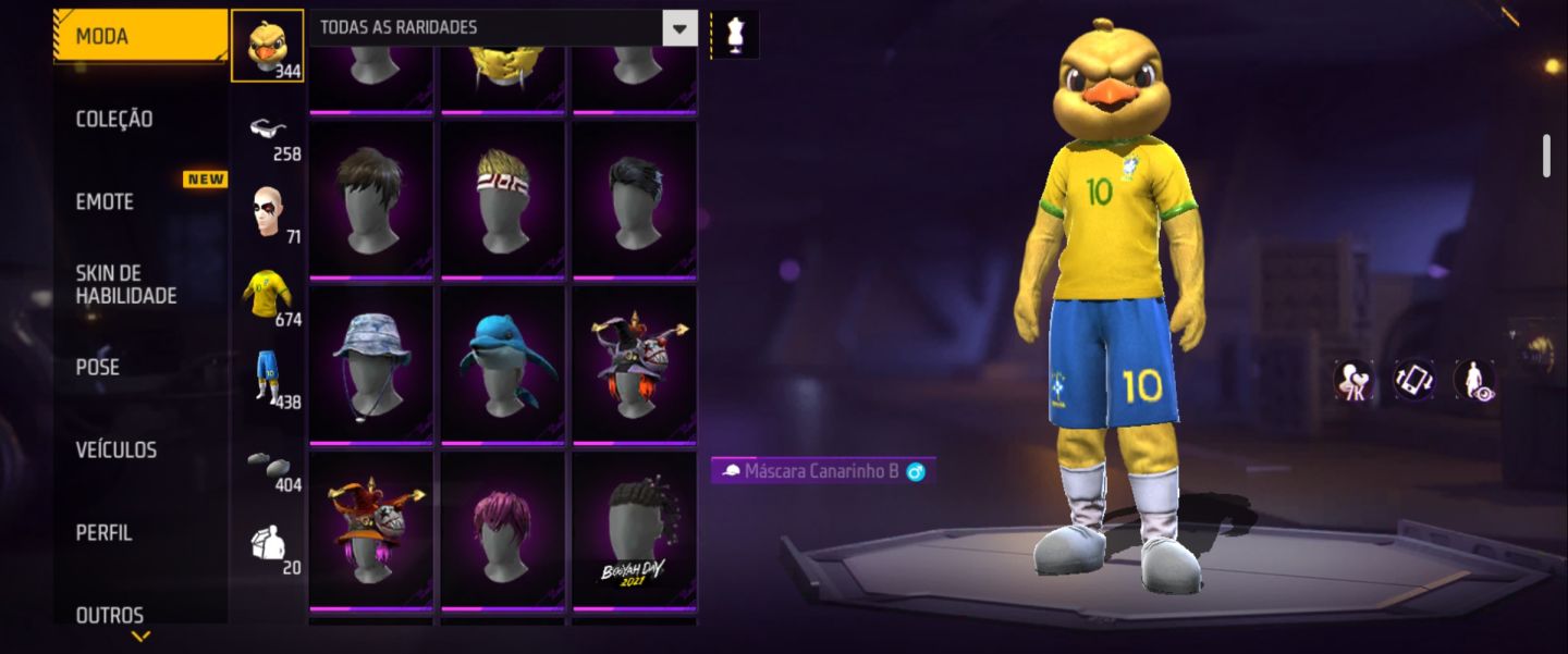 Conta de Free Fire com ID raro e várias skins raras