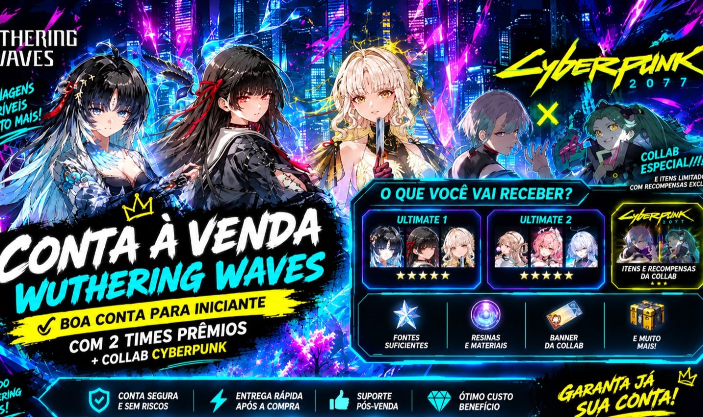 WUTHERING WAVES À VENDA | Nível de M. 74 | Personagens Nv. 90 | Builds + Armas