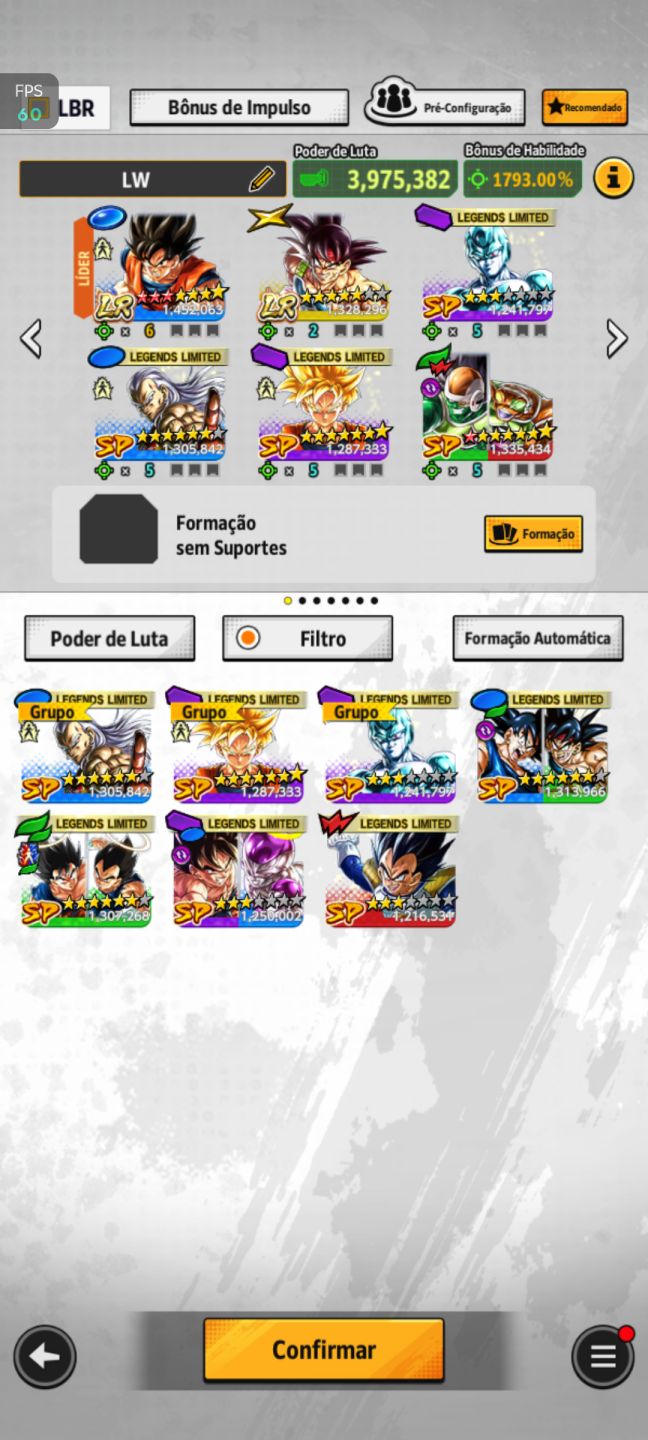 Conta DBL - Vários Personagens LL, LR e SPARKING com muitas estrelas
