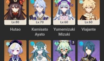 Hu tao, vodyanitsa e ayato server América ar46 baixa exploração + giros