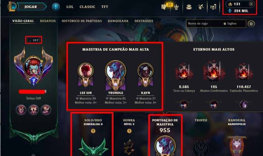Conta HandLevel Lv 500+ Esmeralda 2+Jungle+ 236 Skins/Icones e Emotes Antigos 13