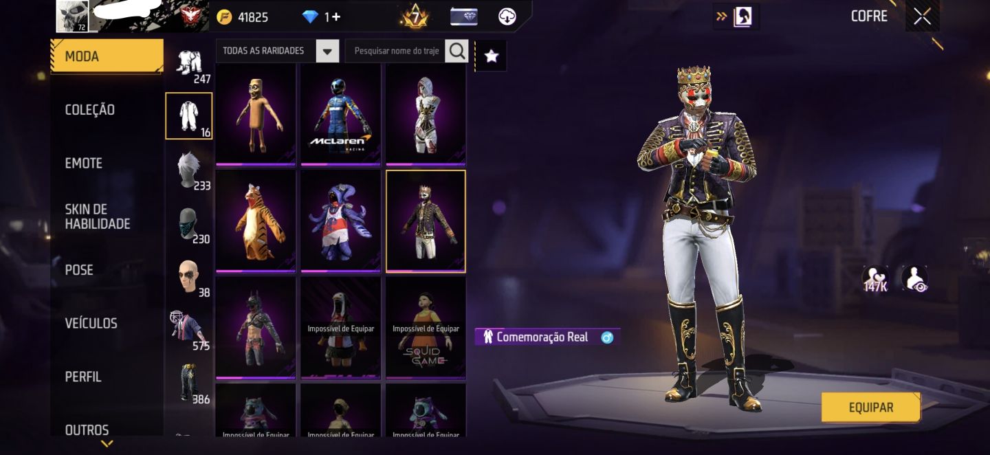 CONTA FREE FIRE PRIMEIROS PASSES PRIME 7 QUASE TODAS ANGÉLICAIS