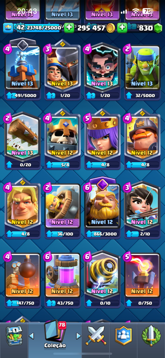 CONTA CLASH ROYALE | 7792 TROFÉUS | 278K DE GOLD | 830 GEMAS