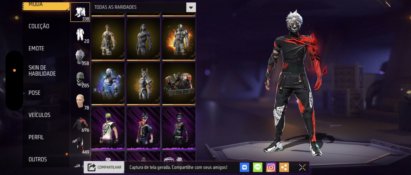 Conta free fire com o 3 passe de fogo antigo e outros passes ! De uma olhada