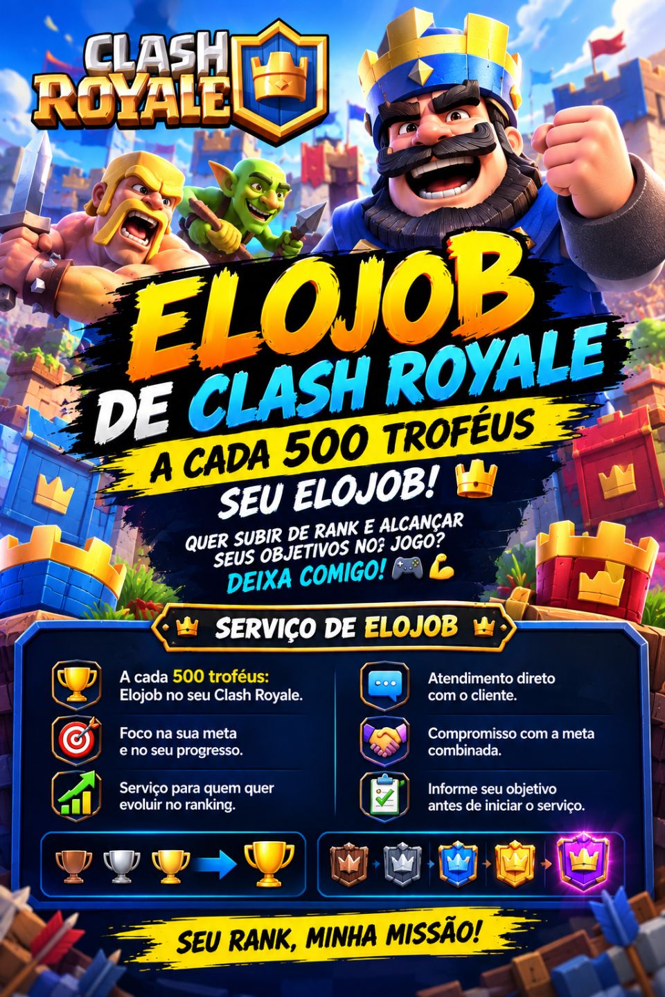 Elojob Clash Royale | 500 Troféus em 7 dias