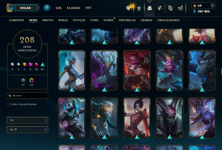 Mono Vex 1 Milhao de maestria+208 Skins+ Cromas+ 3 Skins da vex+2 miticas boas