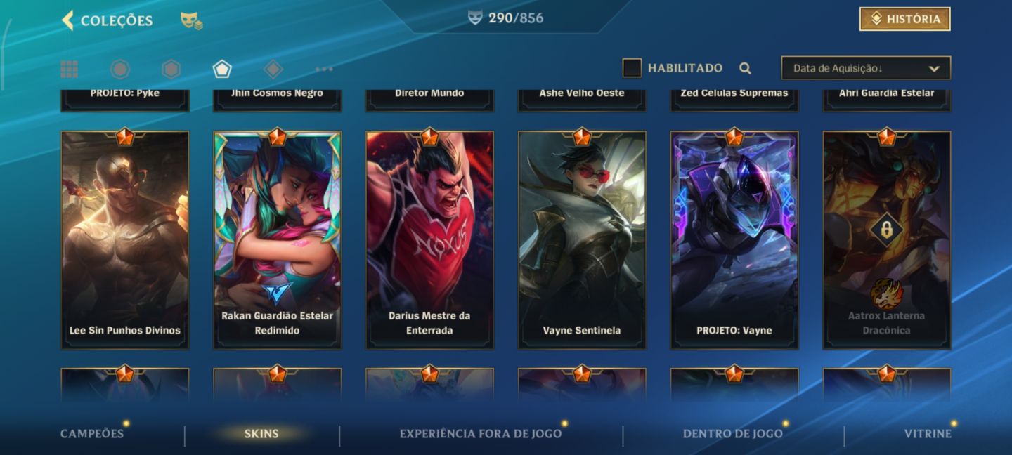 Conta Wild Rift Focada em ADCs 290 skins