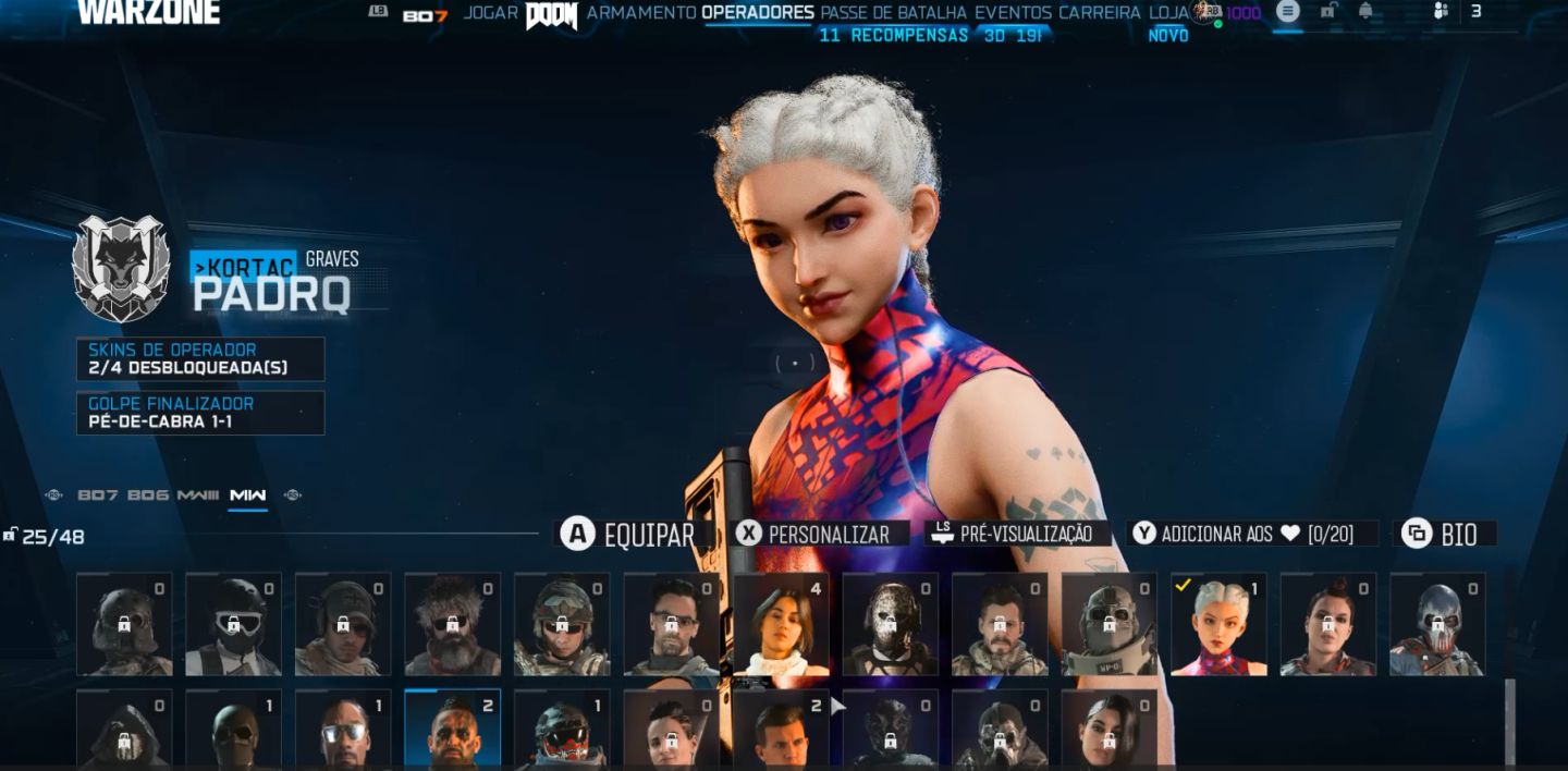 CONTA WARZONE LEVEL 1K COM SKINS E JOGOS BO6 E MW4 ED COFRE ADQUIRIDO