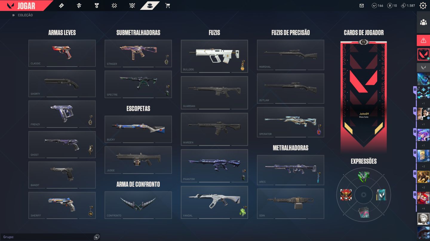 Acc Valorant top para iniciar ,17 + skins