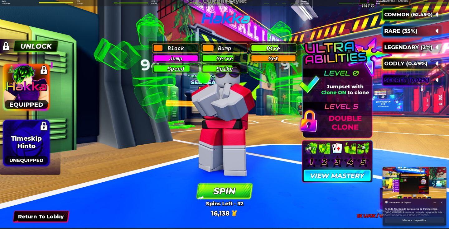 VOLLEYBALL LEGENDS - Conta com time skip hinto, hakka, e sanju