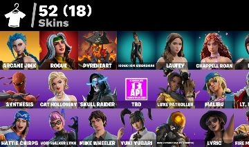 Conta fortnite, boa pra começar. Conta com 52 skins e varias da loja.