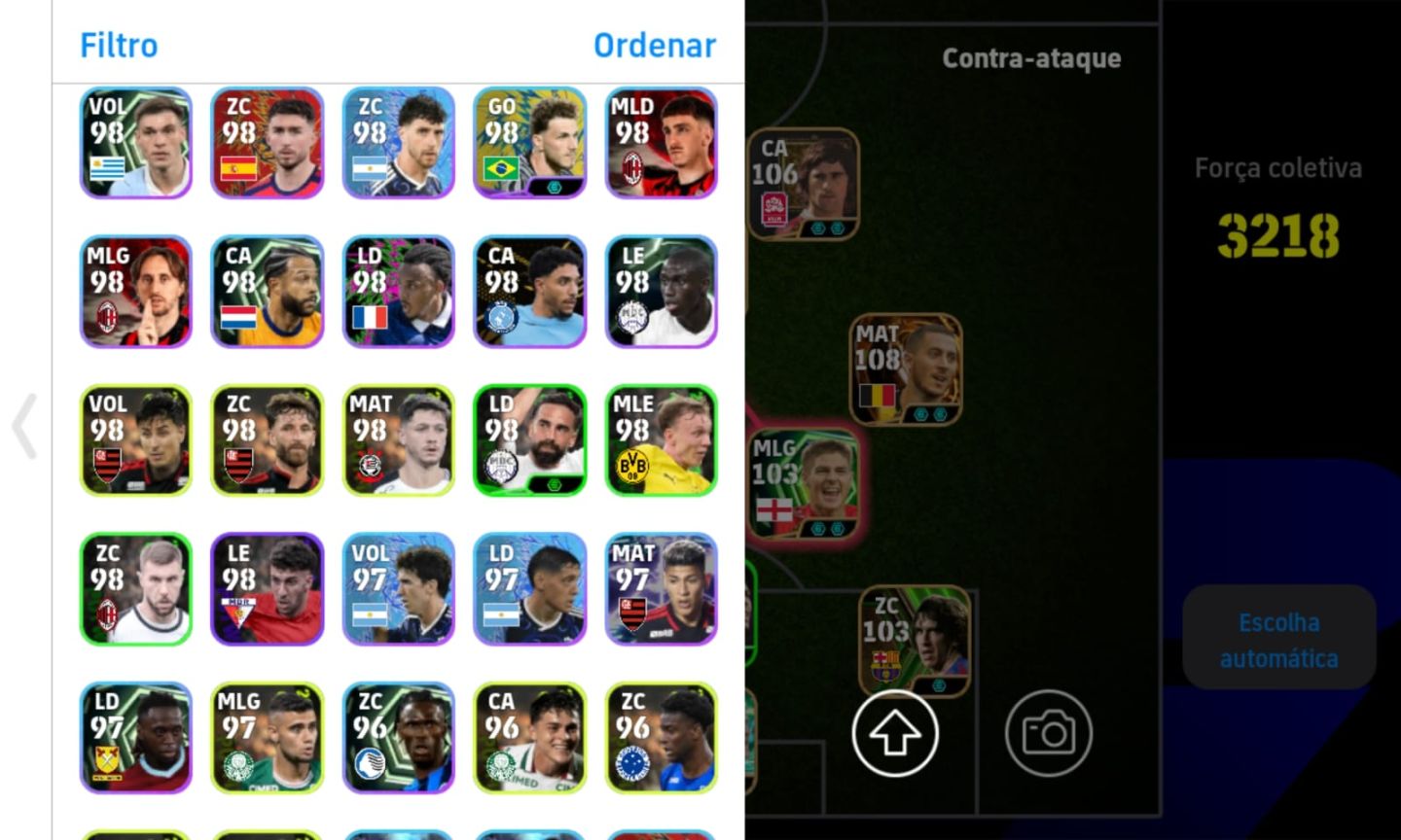 Conta Efootbal com Vieira, Neymar copa do mundo, Hazard e Dembélé Big Time !