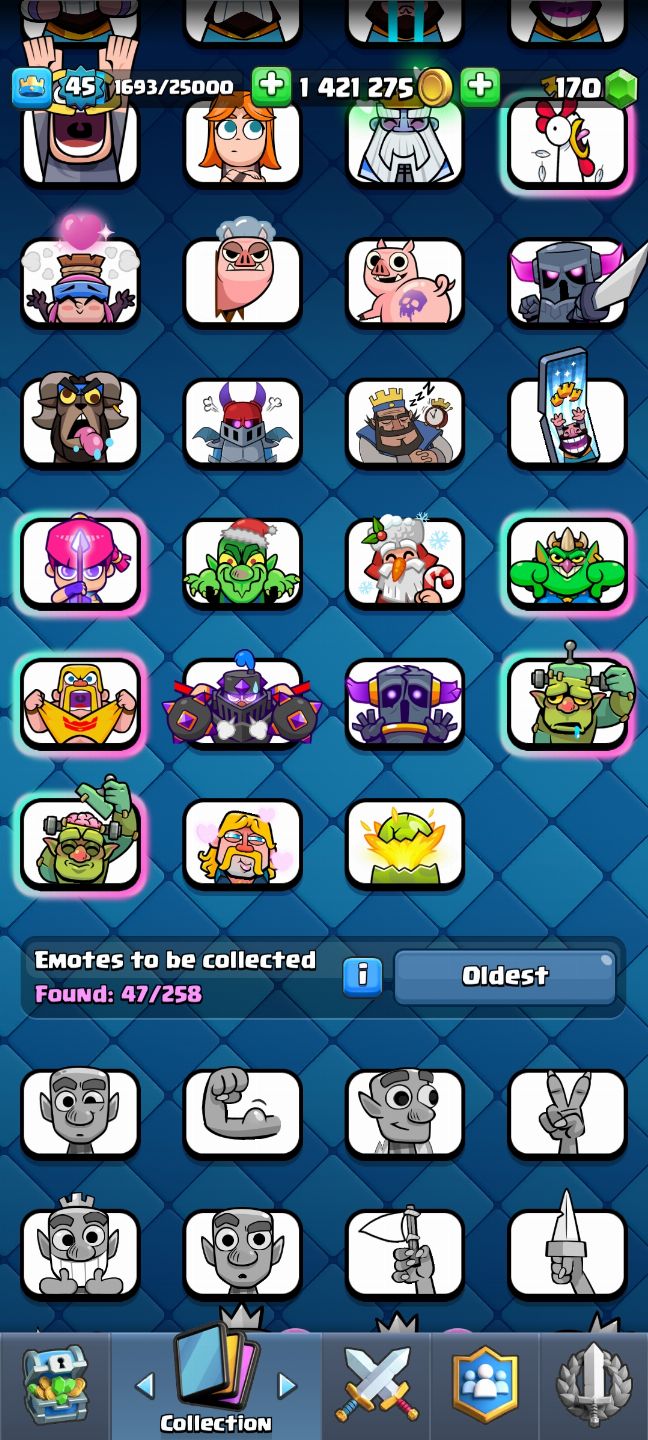 Clash Royale com muitas cartas(menos as mais recentes) muitas evoluções de tropa