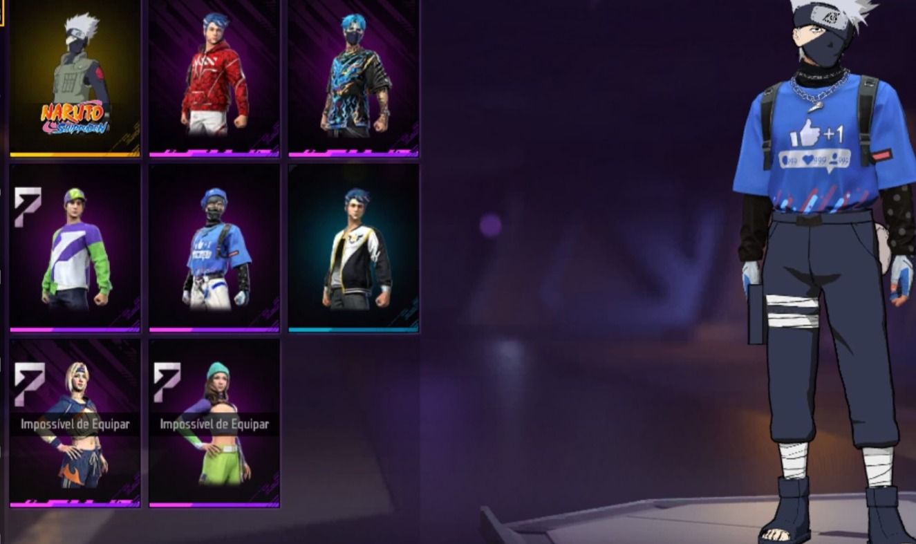 Conta FF básica, skin do kakashi, 8 outras skins prime 2