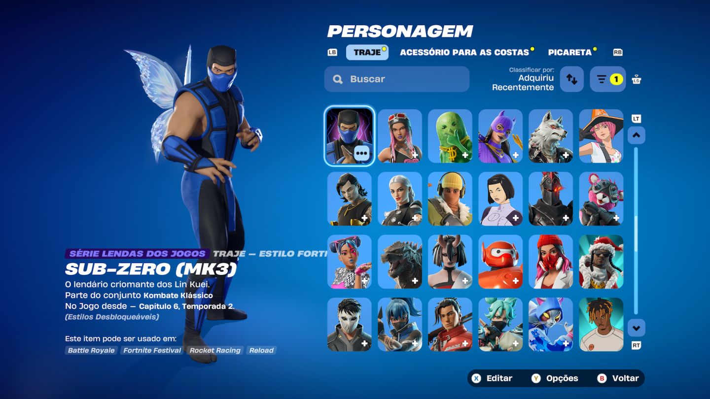 C.fortnite passe atualizado e 1950v-bucks,várias skins e club fortnite assinado