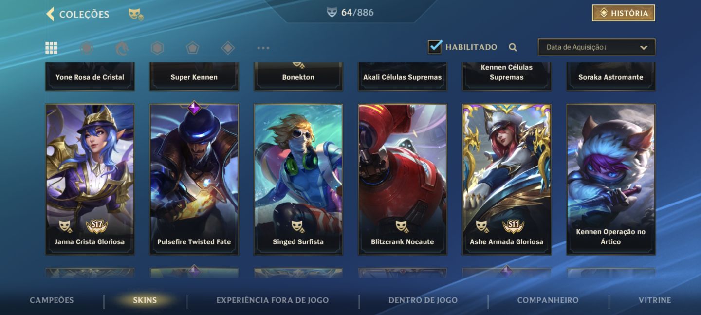 Conta de WildRift 64 skins preço mais baixo