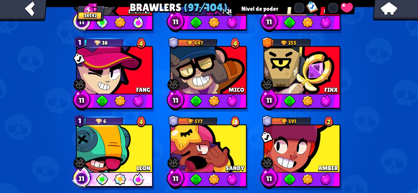 CONTA BRAWL STARS | 34 MIL TROFEUS | 25 POWER 11 | DIVERSOS BRAWLERS NIVEL 1000+