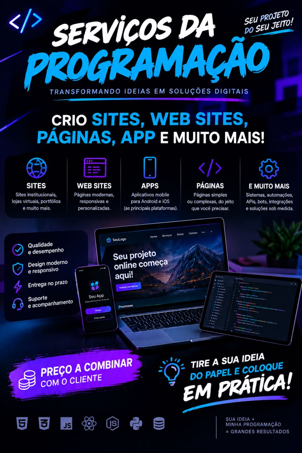 CRIO SITES,APP,WEB SITES, PÁGINAS E MUITO MAIS PARA VOCÊ!!!
