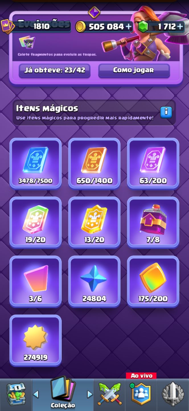 Conta clash royale full acesso lvl 1800+