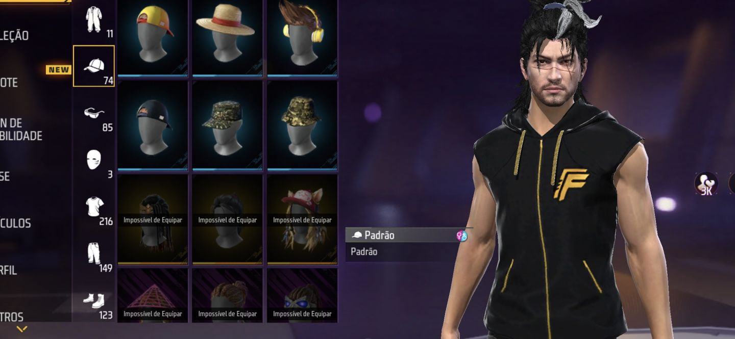 Conta de Free Fire antiga rara com itens raros