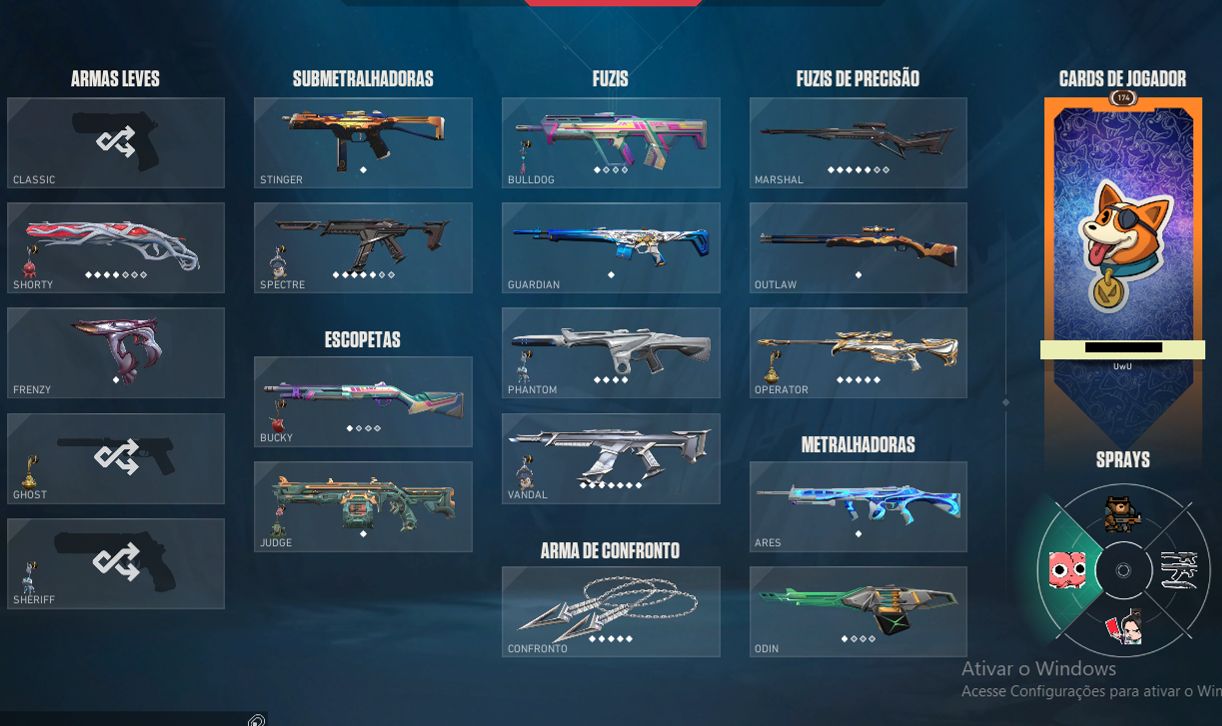 Conta VALORANT LV.200+ com diversas skins.