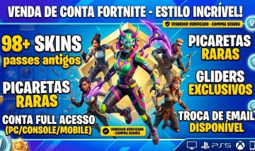 Conta Fortnite 98+ Skins | Vampira, Gwen Stacy, Arlequina, Darth Vader, Ariana G