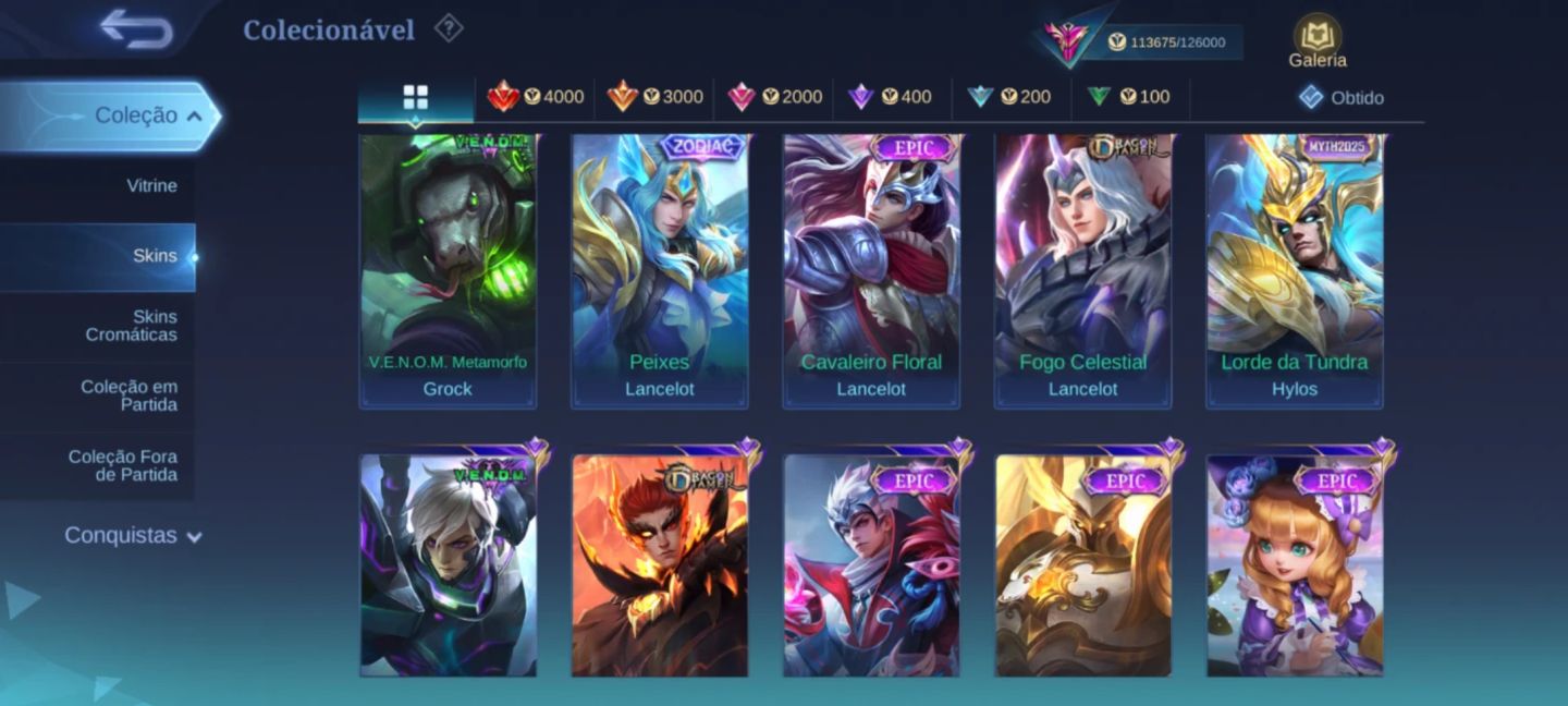 Conta Antiga Lvl 129, Full Herois, Full Emblemas, Muitas Skins e Colecionaveis!!