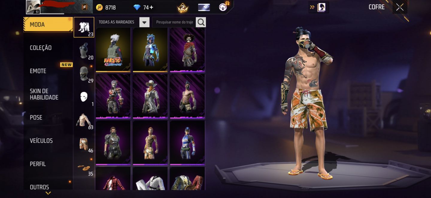 CONTA ANTIGA DE FREE FIRE COM MAIS DE 7 ANOS E DIVERSAS SKINS