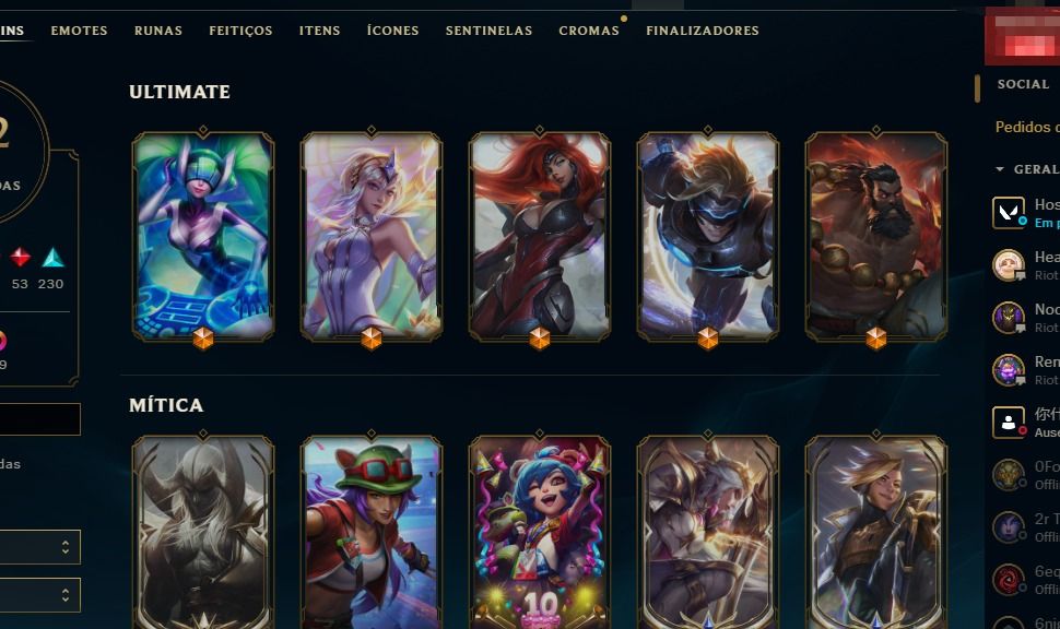 Conta League Of Legends LV681 682 SKINS